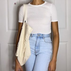 Zara White Ribbed Top